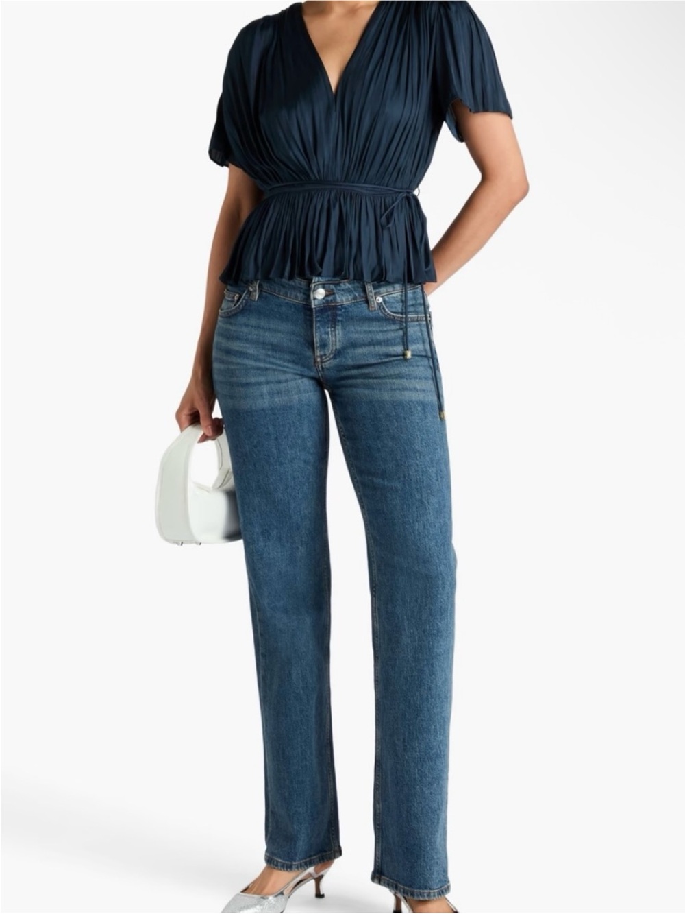 Maje Levilly Top Pleated Satin Feminine Girly